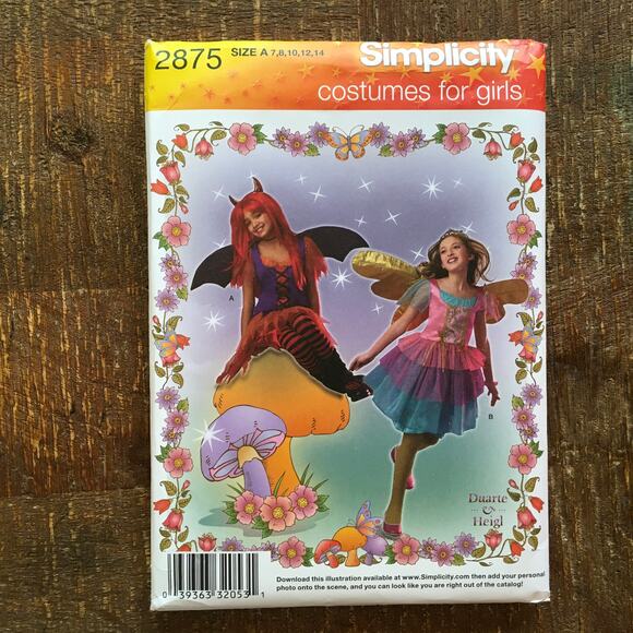 Simplicity Sewing Pattern 2875 Girls Costume Goth Rainbow Fairy 7-14 UNCUT - Picture 1 of 2